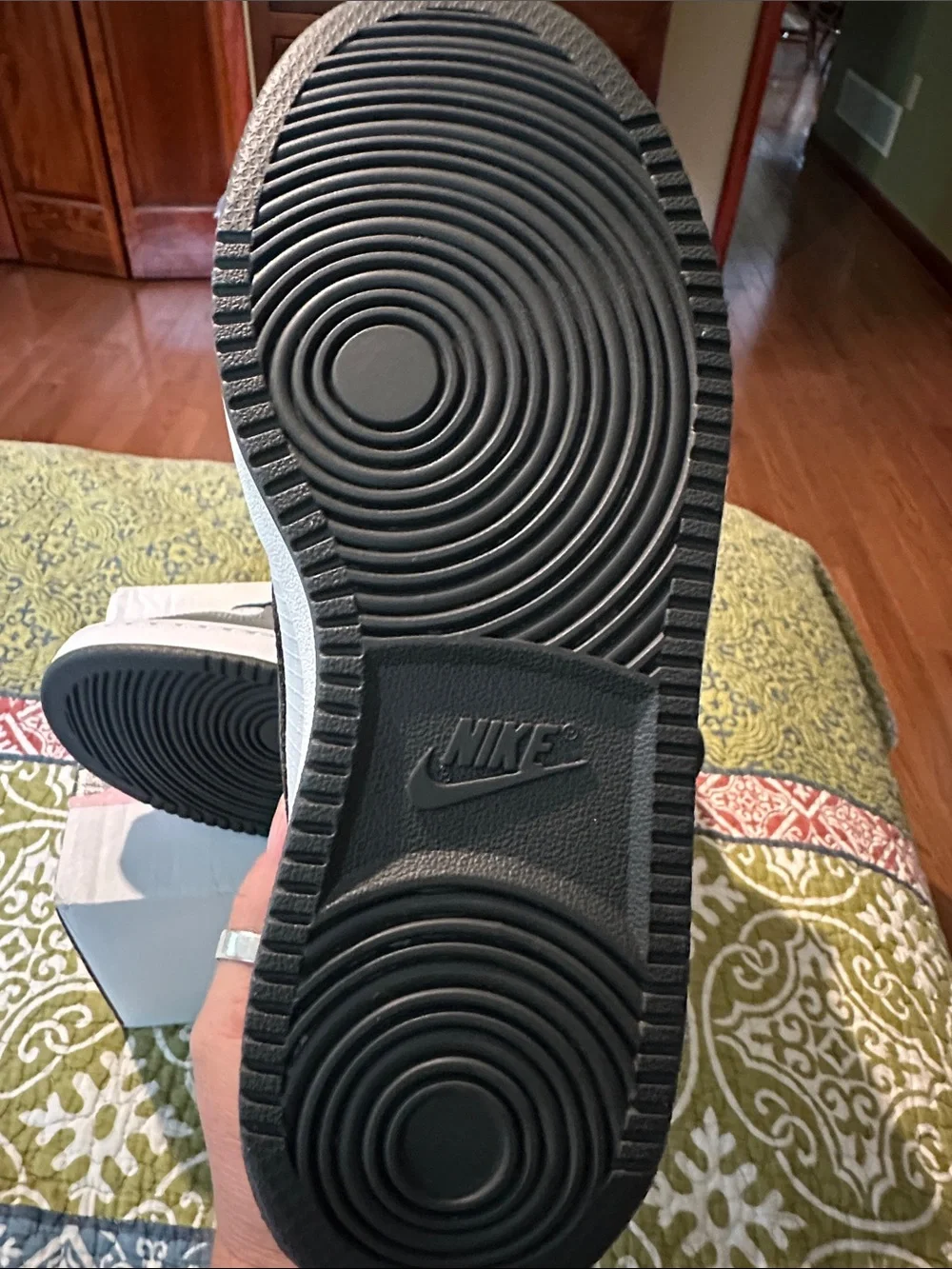 Nike Kids Gray and White High-Top Sneakers with Blue Tongue Detail